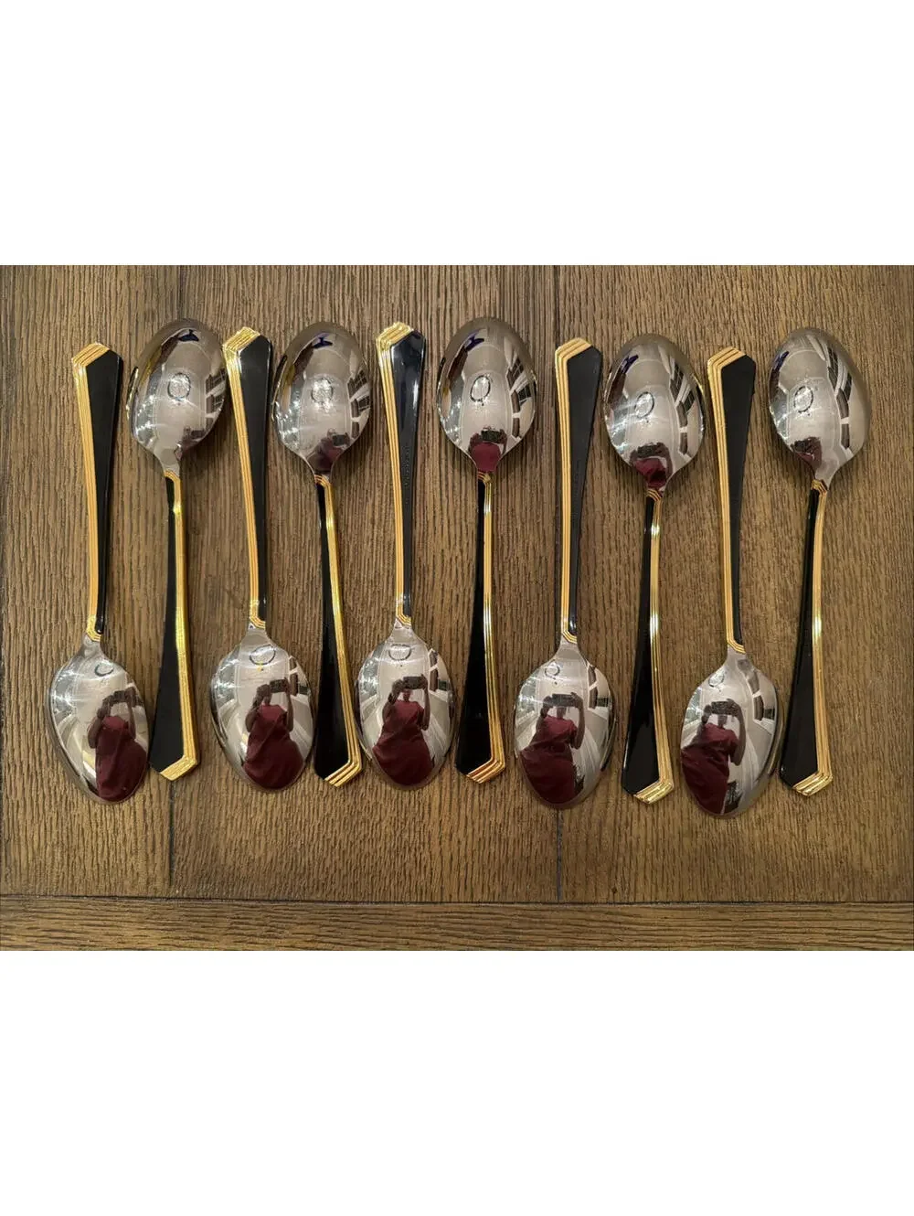 Yamazaki Patrick Ramona Black Gold Accent Soup Spoons – Set of 10 – Stainless